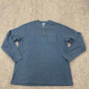 Duluth Trading Co Shirt Mens XL Blue Thermal Henley Long Sleeve Relaxed Fit
